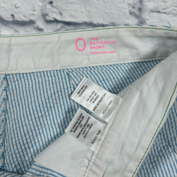 Preppy Lilly Pulitzer Blue and White Seersucker Shorts with Scalloped Hem. - Picture 3 of 6